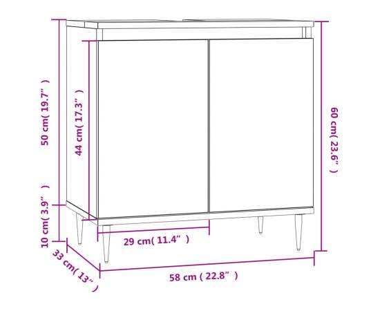 Dulap de baie, gri beton, 58x33x60 cm, lemn prelucrat, 10 image