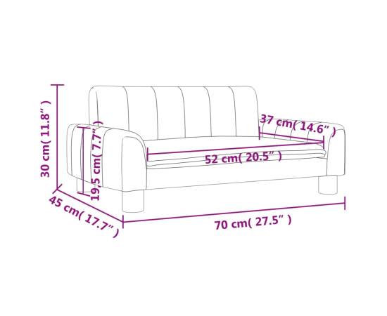 Canapea pentru copii, crem, 70x45x30 cm, material textil, 7 image