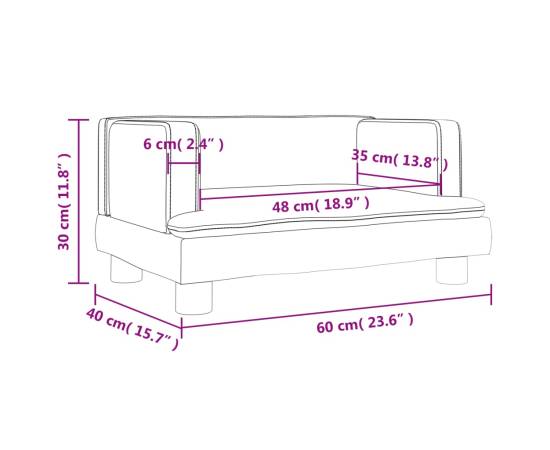 Canapea pentru copii, maro, 60x40x30 cm, catifea, 7 image