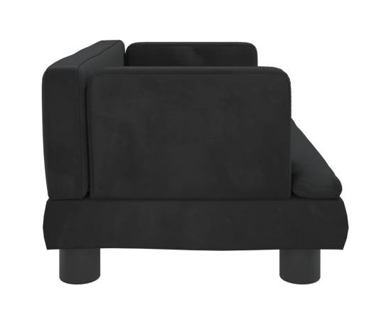 Canapea pentru copii, negru, 60x40x30 cm, catifea, 4 image