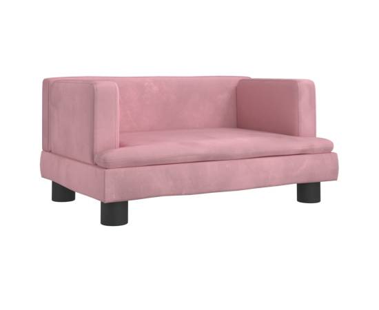 Canapea pentru copii, roz, 60x40x30 cm, catifea, 2 image