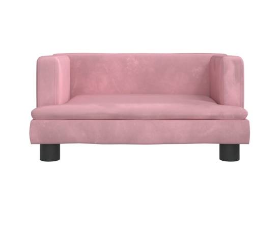 Canapea pentru copii, roz, 60x40x30 cm, catifea, 3 image