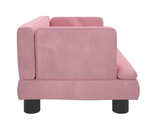 Canapea pentru copii, roz, 60x40x30 cm, catifea, 4 image