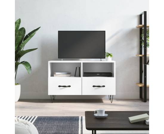 Comodă tv, alb, 80x36x50 cm, lemn prelucrat