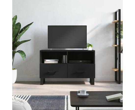 Comodă tv, negru, 80x36x50 cm, lemn prelucrat