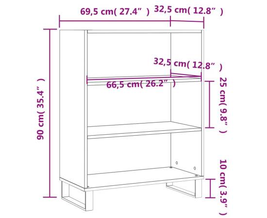 Dulap cu rafturi, alb, 69,5x32,5x90 cm, lemn compozit, 9 image