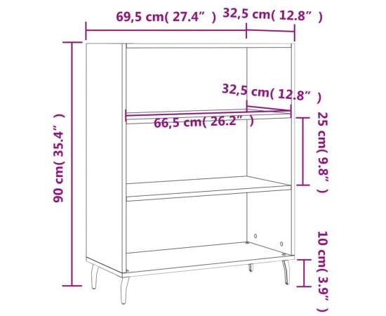 Dulap cu rafturi, alb, 69,5x32,5x90 cm, lemn compozit, 9 image