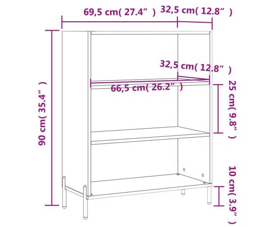 Dulap cu rafturi, gri beton, 69,5x32,5x90 cm, lemn compozit, 9 image