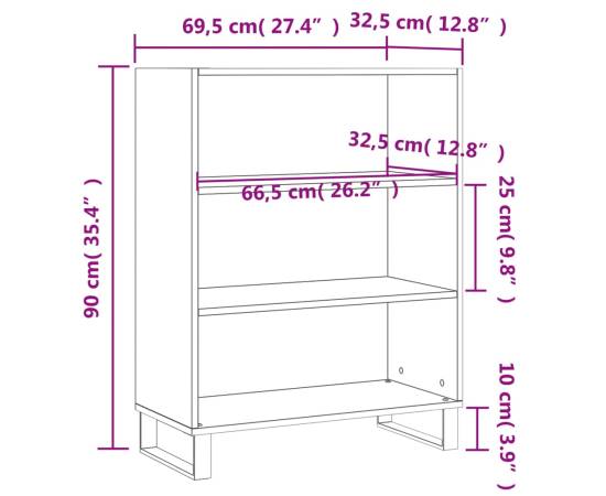 Dulap cu rafturi, gri beton, 69,5x32,5x90 cm, lemn compozit, 9 image