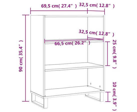 Dulap cu rafturi, negru, 69,5x32,5x90 cm, lemn compozit, 9 image