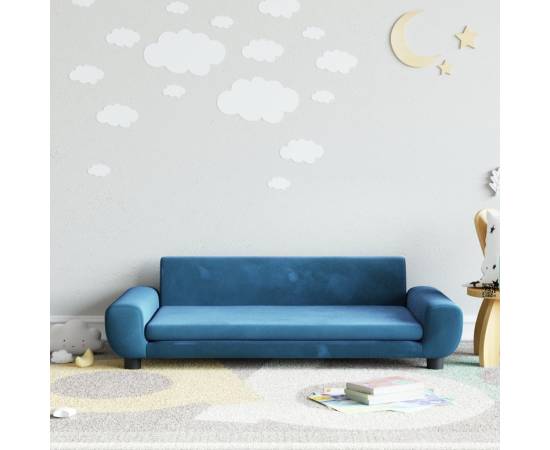 Canapea pentru copii, albastru, 100x54x33 cm, catifea