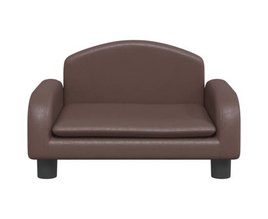 Canapea pentru copii, maro, 50x40x30 cm, piele ecologică, 3 image