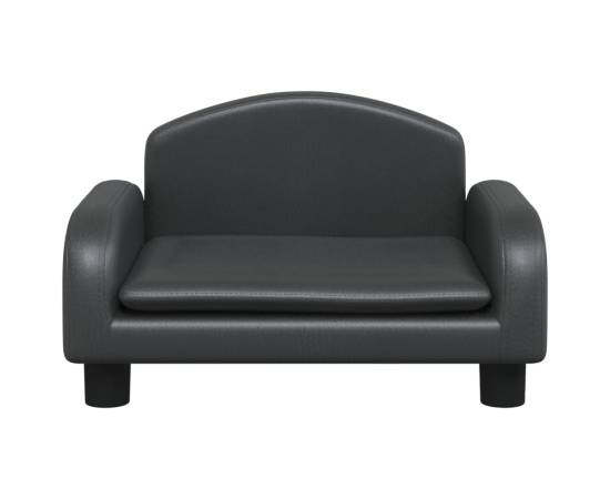 Canapea pentru copii, negru, 50x40x30 cm, piele ecologică, 3 image