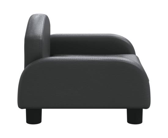 Canapea pentru copii, negru, 50x40x30 cm, piele ecologică, 4 image