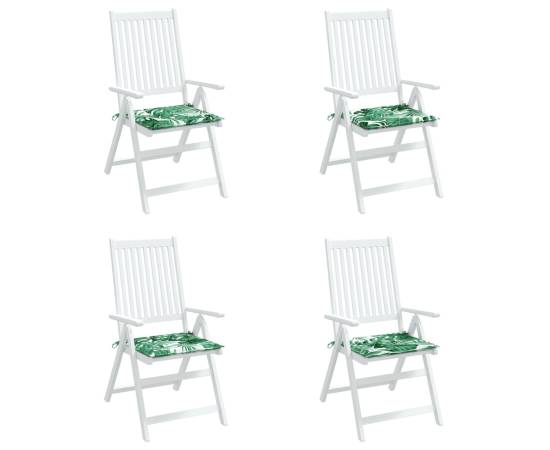 Perne de scaun, model frunze, 4 buc., 40x40x3 cm, textil, 3 image