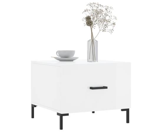 Măsuță de cafea, alb extralucios, 50x50x40 cm, lemn compozit, 3 image