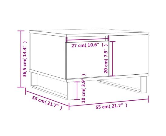 Măsuță de cafea, gri beton, 55x55x36,5 cm, lemn prelucrat, 11 image