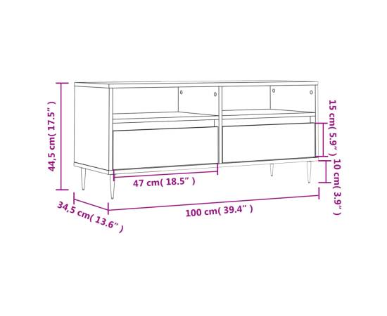 Comodă tv, alb, 100x34,5x44,5 cm, lemn prelucrat, 11 image