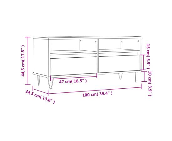 Comodă tv, alb, 100x34,5x44,5 cm, lemn prelucrat, 11 image