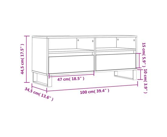 Comodă tv, alb extralucios, 100x34,5x44,5 cm, lemn prelucrat, 11 image