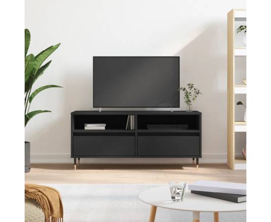 Comodă tv, negru, 100x34,5x44,5 cm, lemn prelucrat