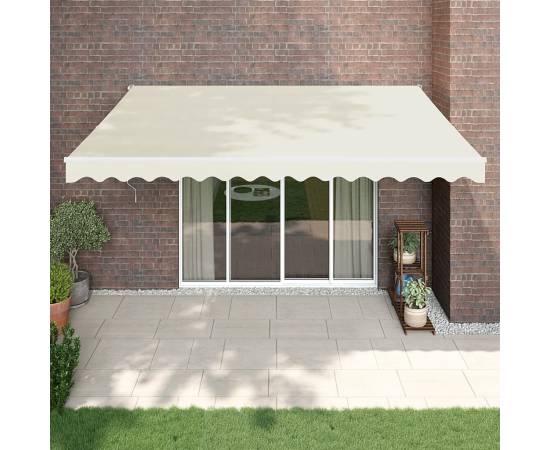 Copertină retractabilă, crem, 4x3 m, textil și aluminiu