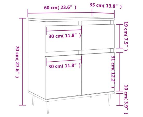 Servantă, gri beton, 60x35x70 cm, lemn prelucrat, 11 image