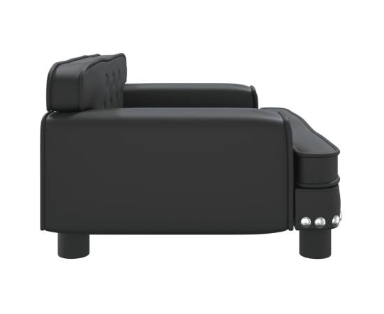 Canapea pentru copii, negru, 70x45x30 cm, piele ecologică, 4 image