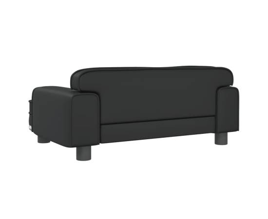 Canapea pentru copii, negru, 70x45x30 cm, piele ecologică, 5 image