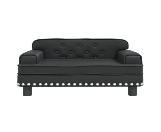 Canapea pentru copii, negru, 70x45x30 cm, piele ecologică, 3 image