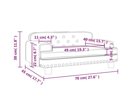 Canapea pentru copii maro 70x45x30 cm piele artificială, 7 image