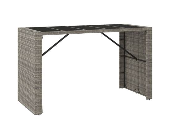 Set mobilier bar de grădină cu perne, 7 piese, gri, poliratan, 4 image