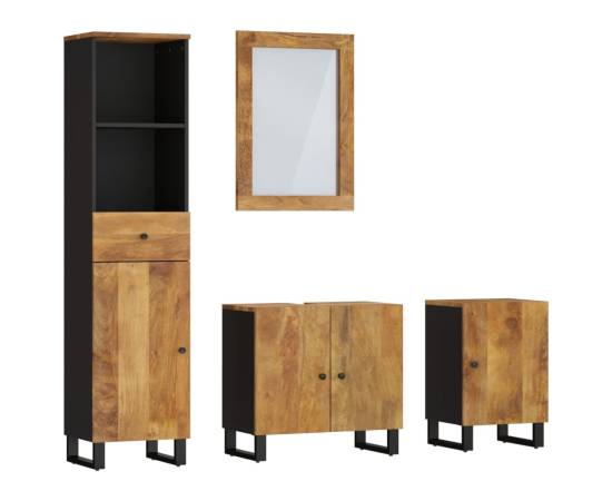 Set mobilier de baie, 4 piese, lemn masiv de mango, 2 image