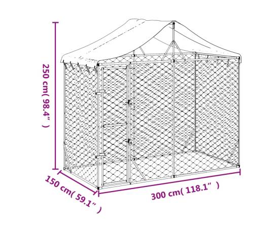 Padoc de exterior&acoperiș argintiu 3x1,5x2,5 m oțel galvanizat, 5 image