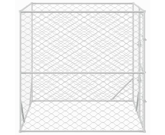 Padoc de exterior pentru câini argintiu 2x2x2 m oțel galvanizat, 4 image
