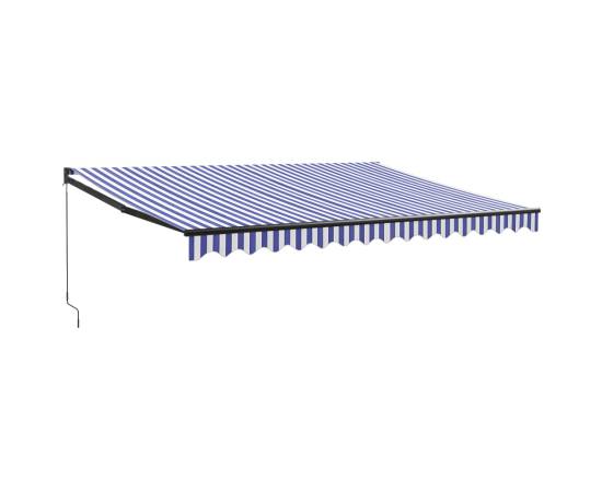 Copertină retractabilă albastru/alb, 4x3 m, textil/aluminiu, 2 image