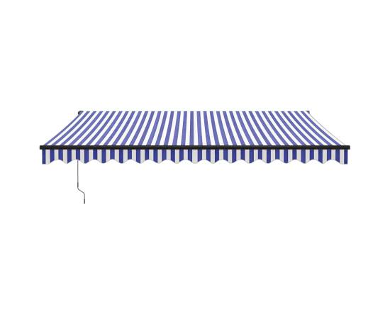 Copertină retractabilă albastru/alb, 4x3 m, textil/aluminiu, 3 image