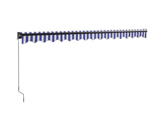 Copertină retractabilă albastru/alb, 4x3 m, textil/aluminiu, 6 image