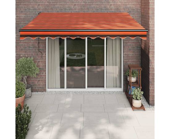 Copertină retractabilă portocaliu/maro 3x2,5 m, textil/aluminiu