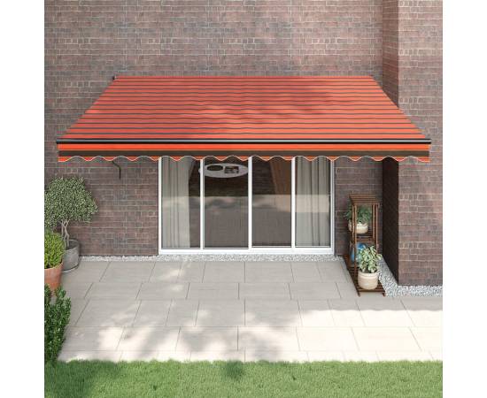 Copertină retractabilă portocaliu/maro 4x3 m, textil/aluminiu