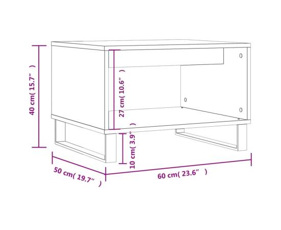 Măsuță de cafea, stejar maro, 60x50x40 cm, lemn prelucrat, 9 image