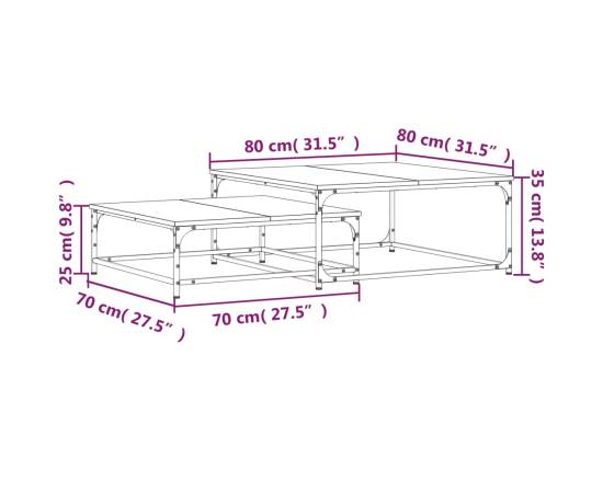 Mese suprapuse de cafea, 2 buc, sonoma gri, lemn prelucrat, 9 image
