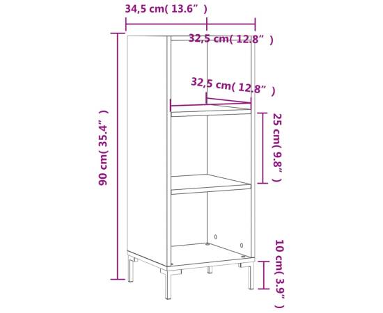 Servantă, gri beton, 34,5x32,5x90 cm, lemn prelucrat, 9 image