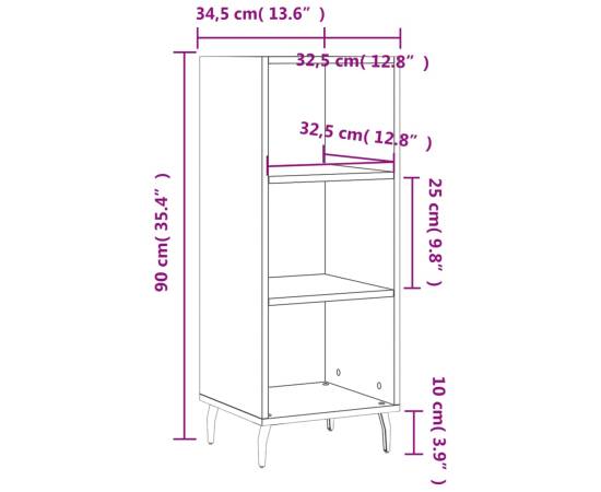 Servantă, gri beton, 34,5x32,5x90 cm, lemn prelucrat, 9 image