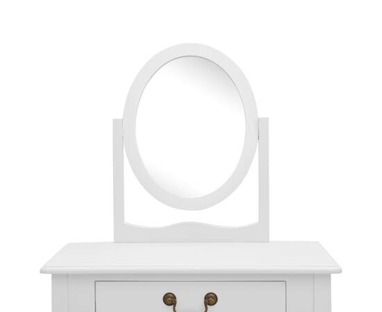 Masă toaletă cu taburet, alb, 65x36x128 cm, lemn paulownia, mdf, 6 image