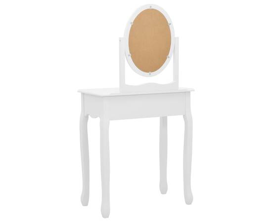 Masă toaletă cu taburet, alb, 65x36x128 cm, lemn paulownia, mdf, 5 image