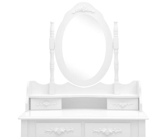 Set masă de toaletă cu taburet alb 75x69x140 cm lemn paulownia, 7 image