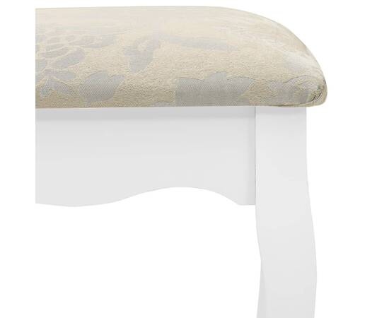 Set masă de toaletă cu taburet alb 75x69x140 cm lemn paulownia, 10 image