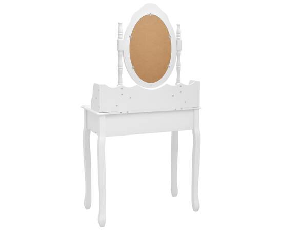 Set masă de toaletă cu taburet alb 75x69x140 cm lemn paulownia, 6 image