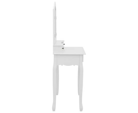 Set masă de toaletă cu taburet alb 80x69x141 cm lemn paulownia, 5 image